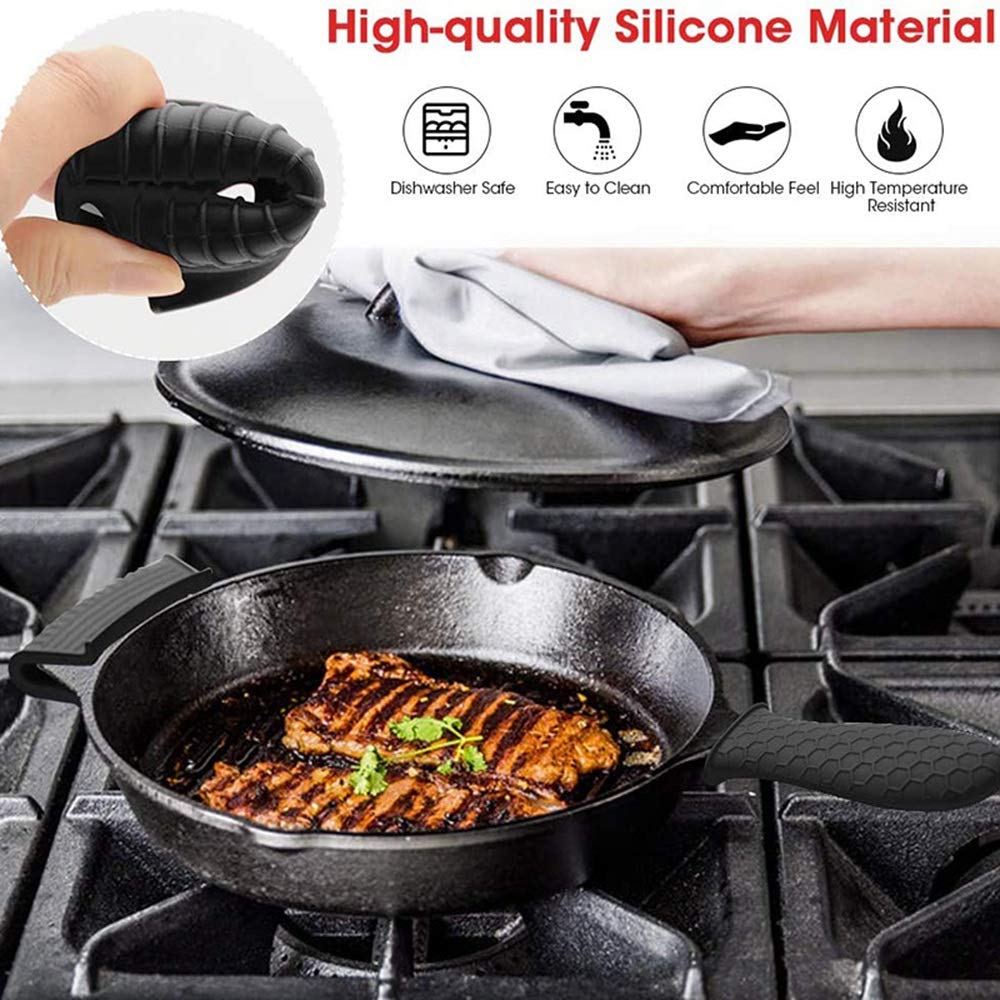 Trjgtas Silicone Hot Handle Holder Cover Set Assist Handle Sleeve Potholders Iron Skillets Handles Grip Covers