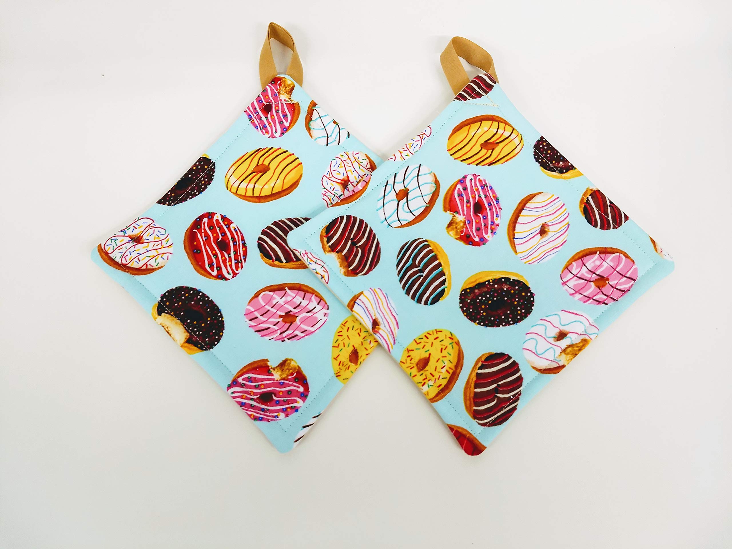 Potholder Set in a Donut Fabric Print by Sewuseful Studios