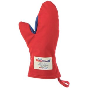 tucker safety burnguard red poly cotton oven mitt with liner - 12"l