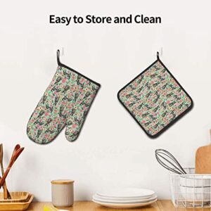 Australian Cattle Dog Oven Mitts & Pot Holders Sets Potholders with Hanging Loop Non-Slip Kitchen Cooking Gloves for BBQ Baking Grilling