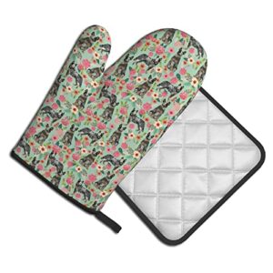 Australian Cattle Dog Oven Mitts & Pot Holders Sets Potholders with Hanging Loop Non-Slip Kitchen Cooking Gloves for BBQ Baking Grilling