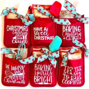 christmas pot holder baking kit, christmas pot rack baking kit, christmas oven mitts ornament printed oven gloves, kitchen cooking baking gift