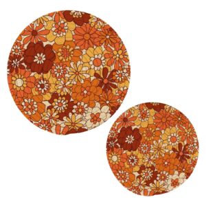 Kitchen Pot Holders Set 2 Pcs Cotton Thread Weave Trivets Set Stylish Coasters for Hot Dishes Pot Bowl Coffee Hot Pot Holders Boho Floral Vintage