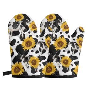 Dolyues Kitchen Gloves Milk Pattern Sunflower Print Cooking 500 Degrees for BBQ