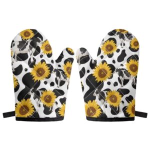 Dolyues Kitchen Gloves Milk Pattern Sunflower Print Cooking 500 Degrees for BBQ