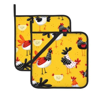 pot holders set of 2 chicken kitchen heat resistant square coaster pot holders and oven mitts sets for cooking ,baking ,bbq, baking