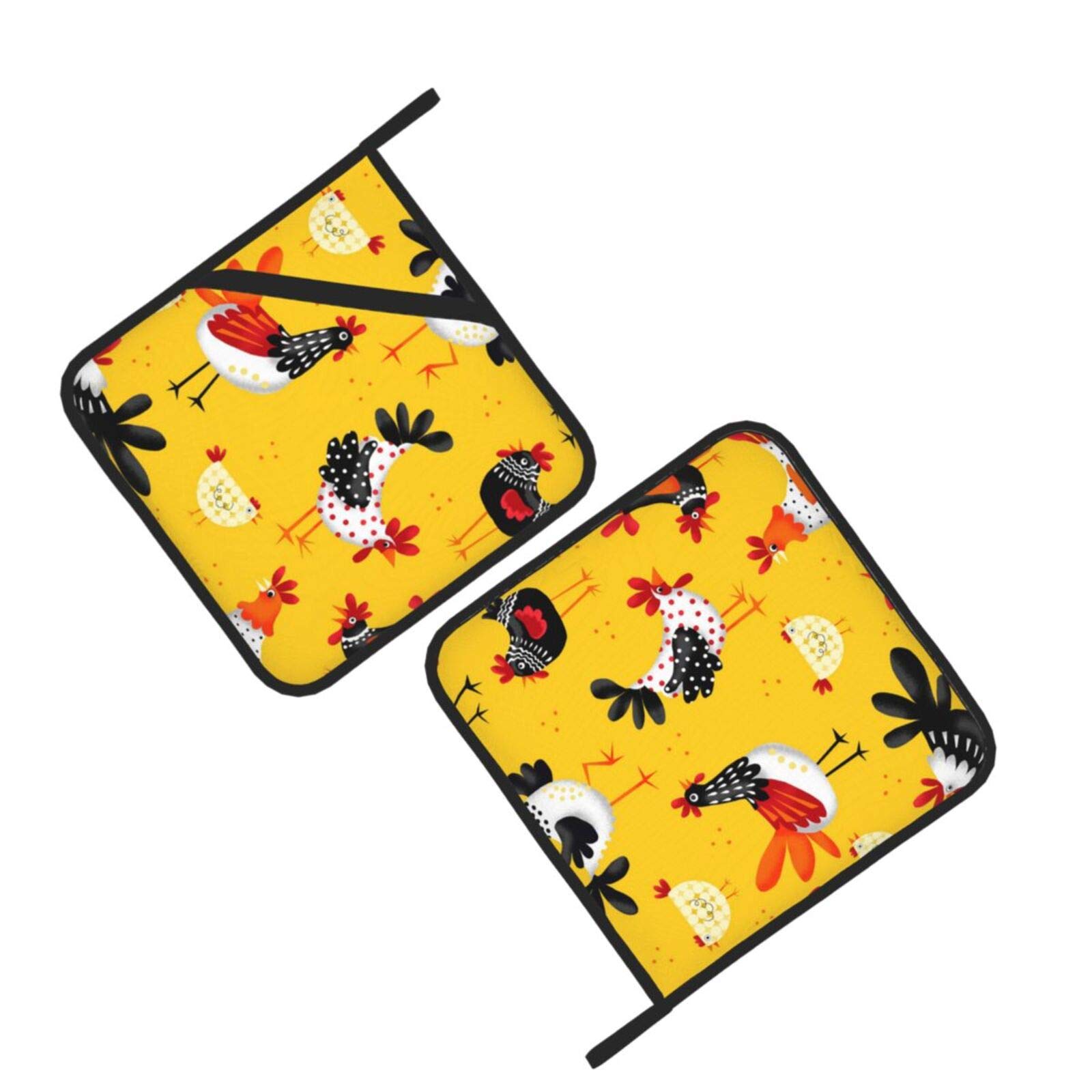 Pot Holders Set of 2 Chicken Kitchen Heat Resistant Square Coaster Pot Holders and Oven Mitts Sets for Cooking ,Baking ,BBQ, Baking