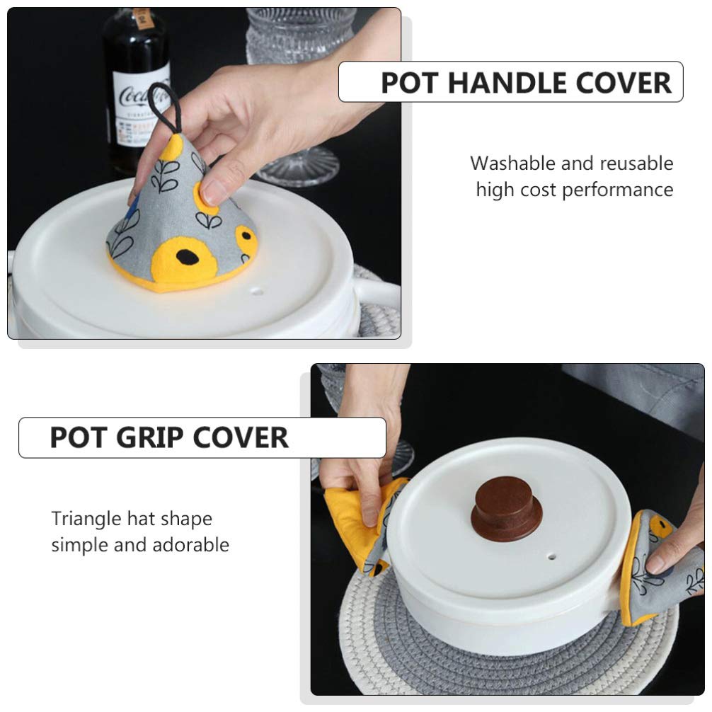 Hemoton 4pcs Cooking Pinch Mitts Pot Clip Holder Moving Hot Plate Bowls Gloves Grips Triangle Covers Oven Mitten Hand Protector for Kitchen