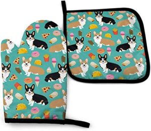 qishui cute corgi oven mitts and pot holders kitchen set heat resistant cooking baking bbq mitts