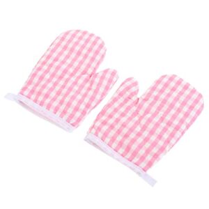 yarnow 1 pair kids oven mittens heat resistant kid oven gloves children baking mitts kitchen microwave oven gloves for home bakery ( pink )