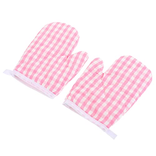 YARNOW 1 Pair Kids Oven Mittens Heat Resistant Kid Oven Gloves Children Baking Mitts Kitchen Microwave Oven Gloves for Home Bakery ( Pink )