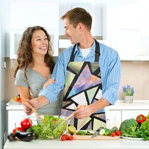 xigua Kitchen Linen Sets Iridescent Triangles Abstract Cooking Apron, 2 Potholders, 2 Oven Mitts, Kitchen Accessories for Cook Men Women Chef Decor