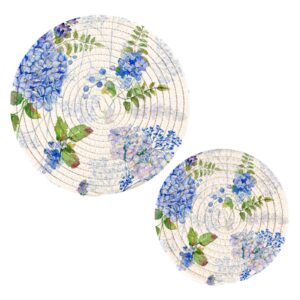 susiyo blue hydrangea pot holders trivets set 2 pcs cotton hot potholders hot pads for cooking