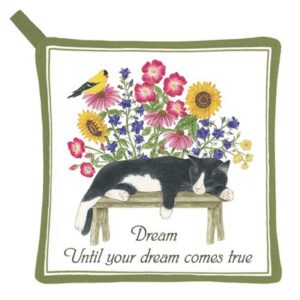 alice's cottage ac21444 cat on bench pot holder