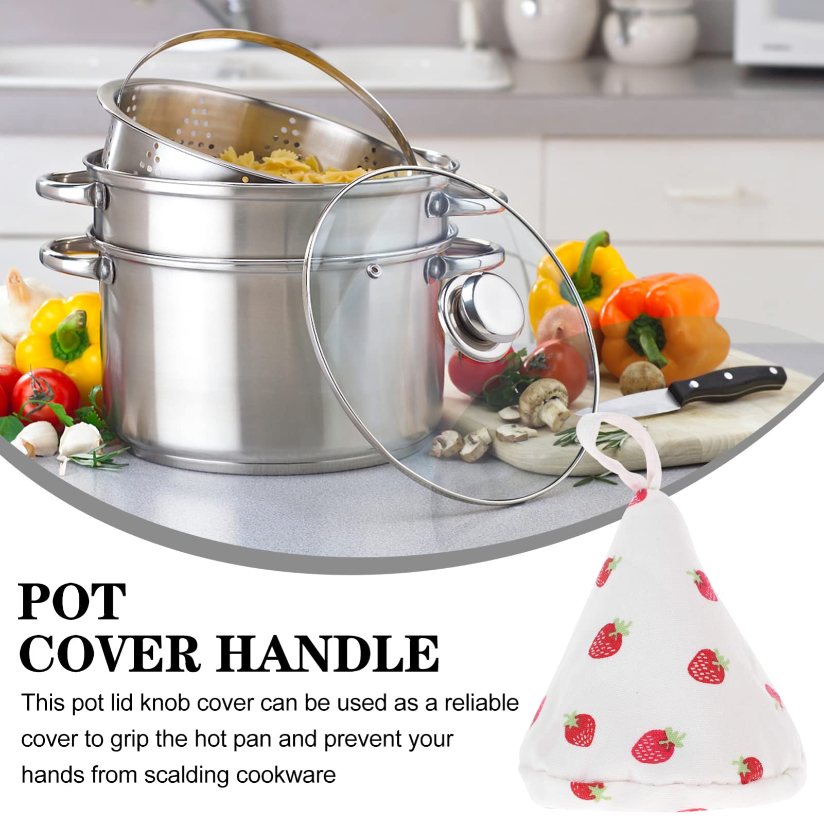 Hemoton Hot Pot Handle Cover Triangular Pot Handle Cap Thicken Air Fryer Polyester Oven Mitts