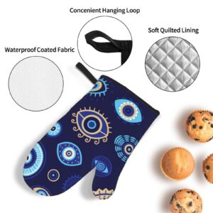 EZDNAGP 4pcs Oven Mitts and Pot Holders Sets Oven Kitchen Gloves Hot Pads for Cooking BBQ Baking Grilling - Magic Evil Eyes