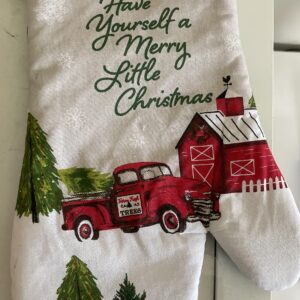 Christmas Time Have Yourself A Merry Little Christmas 4 Piece Kitchen Set: 1 Dish Drying Mat, 2 Potholders, 1 Oven Mitt