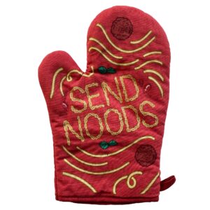 send noods apron oven mitt funny noodle cooking graphic novelty kitchen smock funny graphic kitchenwear adult humor funny food novelty cookware red oven mitt