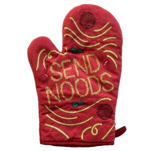 Send Noods Apron Oven Mitt Funny Noodle Cooking Graphic Novelty Kitchen Smock Funny Graphic Kitchenwear Adult Humor Funny Food Novelty Cookware Red Oven Mitt