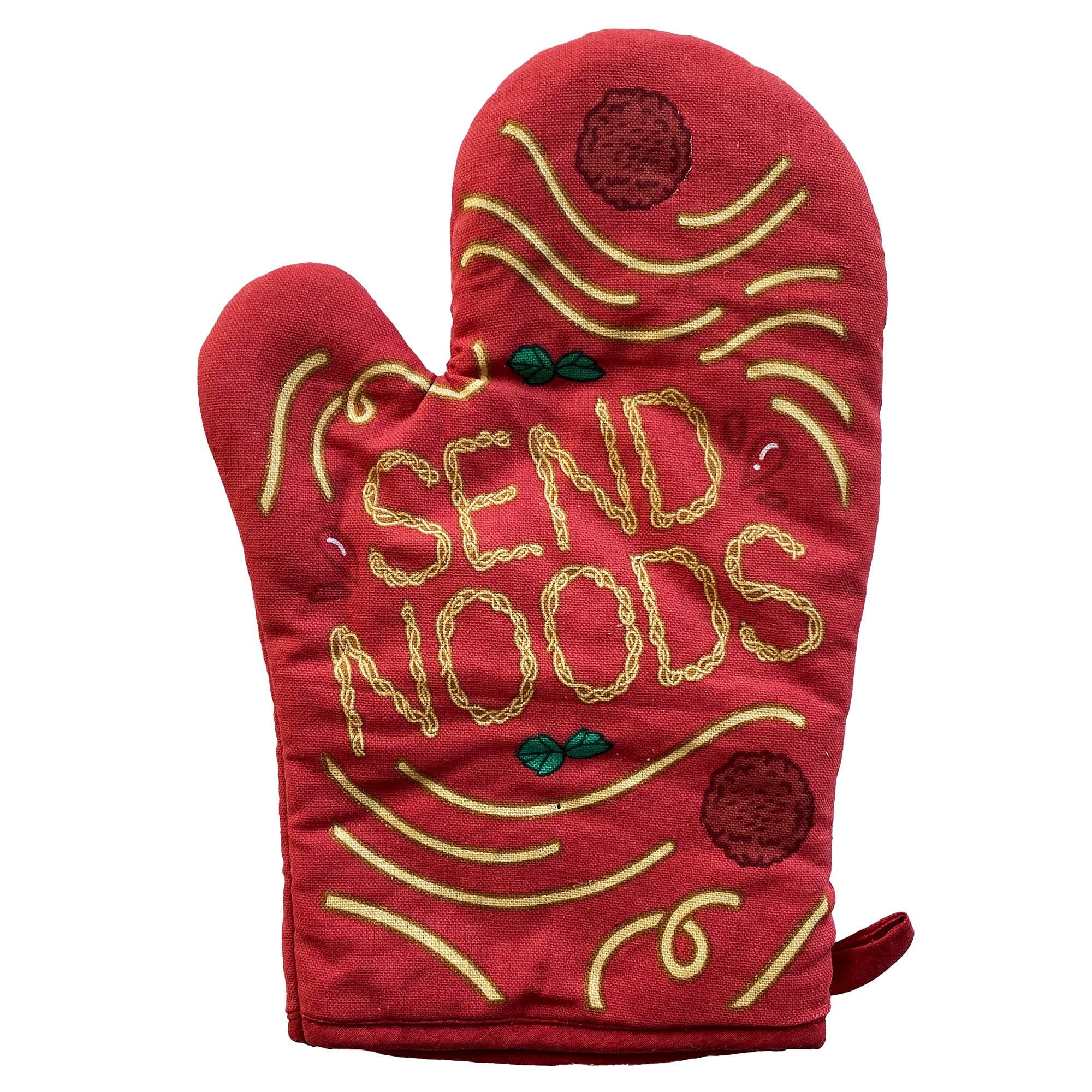 Send Noods Apron Oven Mitt Funny Noodle Cooking Graphic Novelty Kitchen Smock Funny Graphic Kitchenwear Adult Humor Funny Food Novelty Cookware Red Oven Mitt