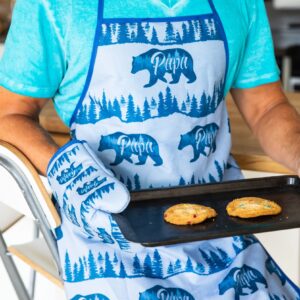 Papa Bear Funny Fathers Day Cooking Forest Graphic Novelty Kitchen Accessories Funny Graphic Kitchenwear Dad Joke Funny Animal Novelty Cookware Blue Oven Mitt