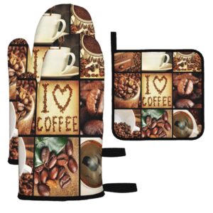 ekobla grind coffee oven mitts and pot holders sets 3 heat-resistant for chicken gloves polyester