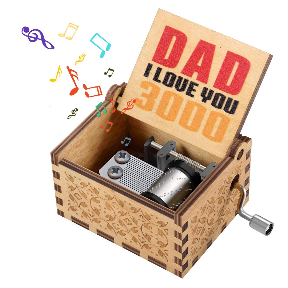 KIDTOY Gifts for Dad Father Daddy Papa, Birthday Present Gift for Dad Father Things for Dad Fathers Day Vintage Wooden Hand Cranked Music Box from Son Daughter to Dad Daddy