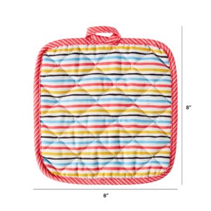 C.R. Gibson Bloom Polyester Potholder Set for Kitchens, 7.75" W x 8" L and 8" W x 8.15" L, Multicolor