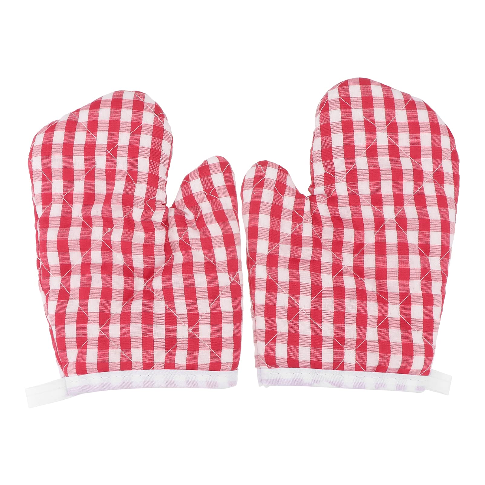 Angoily BBQ Gloves 2pcs Oven Gloves Plaid Oven Mitts Heat Resistant Cooking Gloves Hot Pads Hand Protector for Kids Cooking Baking Grilling Grill Gloves