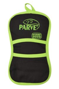 the kosher cook pareve green pot holder oven glove - 100% cotton with silicone, machine washable - color coded kitchen tools