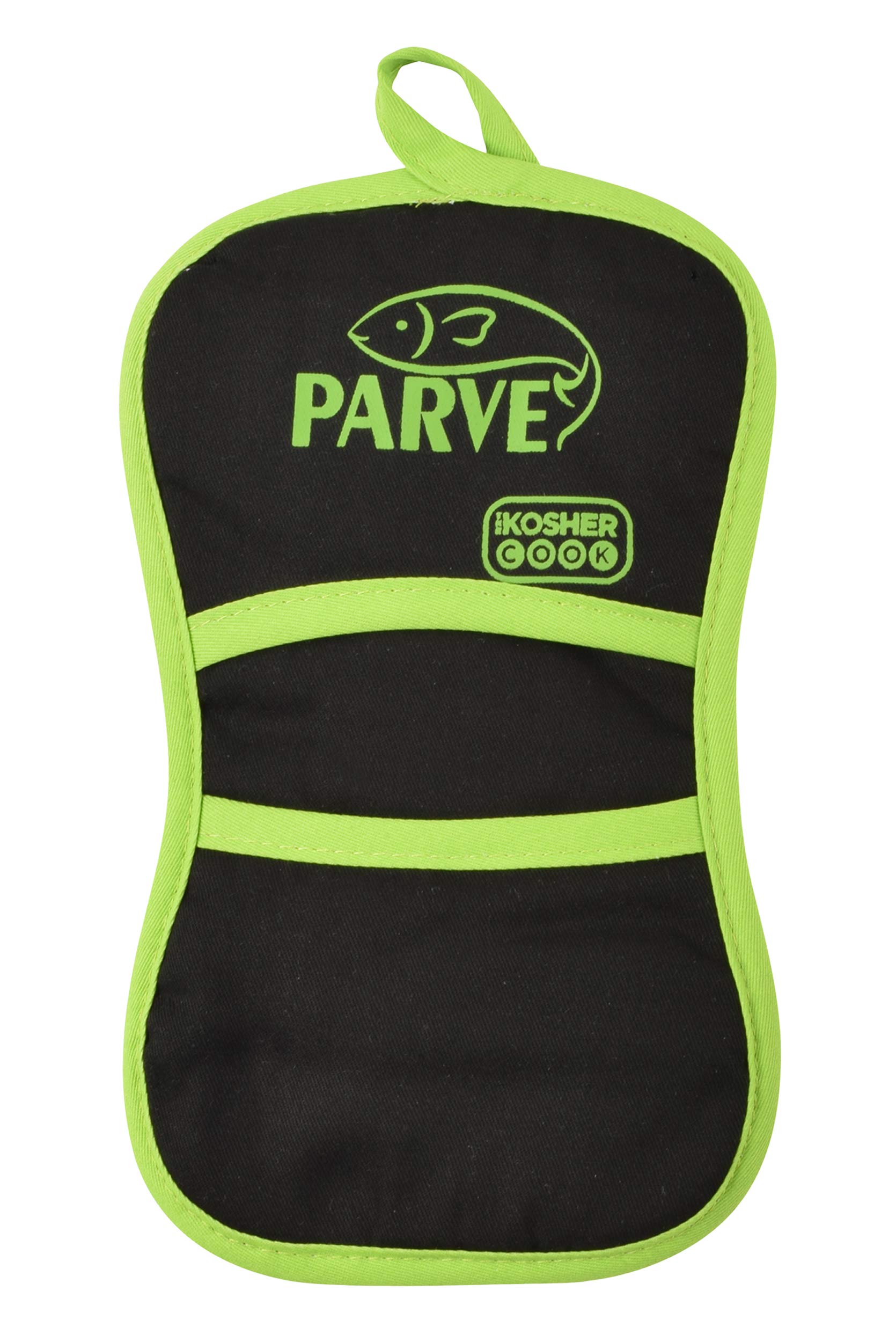 The Kosher Cook Pareve Green Pot Holder Oven Glove - 100% Cotton with Silicone, Machine Washable - Color Coded Kitchen Tools