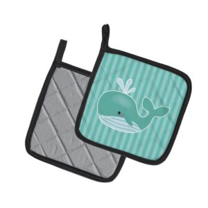 Caroline's Treasures BB7125PTHD Whale Pair of Pot Holders Kitchen Heat Resistant Pot Holders Sets Oven Hot Pads for Cooking Baking BBQ, 7 1/2 x 7 1/2