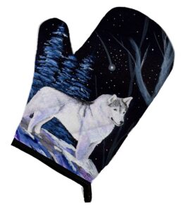 caroline's treasures ss8400ovmt starry night siberian husky oven mitt heat resistant thick oven mitt for hot pans and oven, kitchen mitt protect hands, cooking baking glove