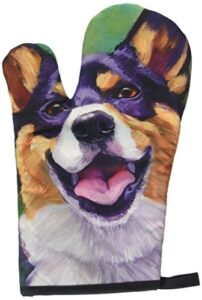 caroline's treasures 7364ovmt tricolor pembroke corgi oven mitt heat resistant thick oven mitt for hot pans and oven, kitchen mitt protect hands, cooking baking glove