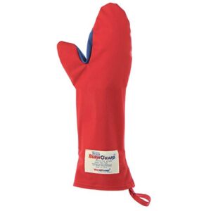 tucker safety 56189 products tucker burnguard protective apparel, conventional style oven mitt, poly-cotton, removable liner, each, medium, 18", red
