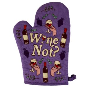 wine not oven mitt funny vino wine lover drinking why not kitchen glove funny graphic kitchenwear funny wine novelty cookware purple oven mitt