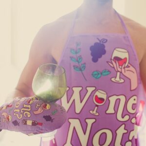 Wine Not Oven Mitt Funny Vino Wine Lover Drinking Why Not Kitchen Glove Funny Graphic Kitchenwear Funny Wine Novelty Cookware Purple Oven Mitt