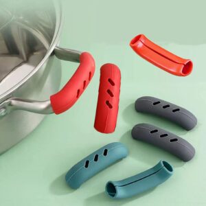 Silicone Anti-Scald Pot Handle Cover, Anti- Scald Assist Handle Holder, Silicone Assist Handle Holder, Kitchen Accessories for Cooking Baking (6 pairs)