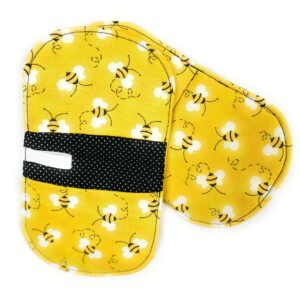 set of 2 - honey bumble bees white and black on yellow oval shaped pot holders hot pan plate pads microwave mitts