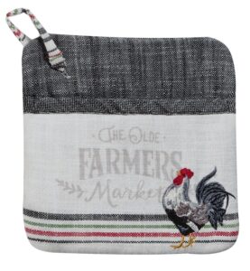 kay dee designs farmer's market rooster embroidered pocket mitt, 8" x 8", various