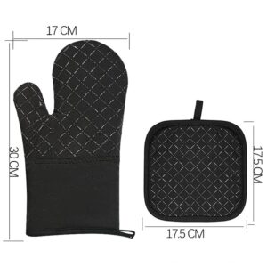 4pcs Oven Mitts and Pot Holders, BetterJonny Extra Long Oven Gloves High Heat Resistant Ovenmitts Potholders with Non-Slip Silicone Surface