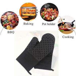 4pcs Oven Mitts and Pot Holders, BetterJonny Extra Long Oven Gloves High Heat Resistant Ovenmitts Potholders with Non-Slip Silicone Surface