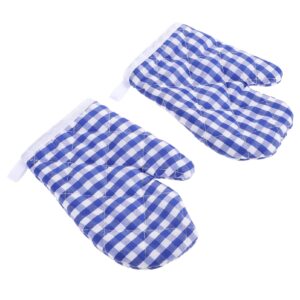 2pcs kitchen oven mitts heat resistant microwave gloves pot holders non- slip bbq mitts tool for kids home picnic baking cooking barbecue dark blue