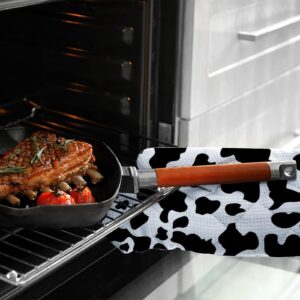 Kitchen Oven Gloves Mats Heat Resistant Potholders Sets 1 Oven Mitts and 1 Cow Pattern Print Pot Holders for Cooking,BBQ,2 Piece