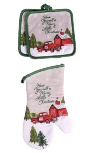 have yourself a merry little christmas set of 1 pot holder 1 oven mitten great for the kitchen decor seasonal decorations holidays cooking