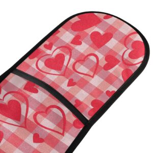 Valentines Mother's Day Double Oven Mitt 7 X 35 in Plaid Hearts Love Oven Gloves Mitts Heat Insulation Home Kitchen Cooking for Pot Holder BBQ Grilling Baking Decor Gifts