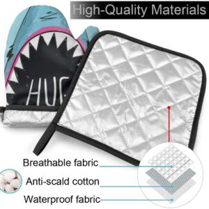 Shark Mouth Hug Me Oven Mitts and Pot Holders Sets of 2,Resistant Hot Pads,Flexible Cooking Oven Gloves for Microwave BBQ Cooking Baking Grilling