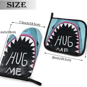 Shark Mouth Hug Me Oven Mitts and Pot Holders Sets of 2,Resistant Hot Pads,Flexible Cooking Oven Gloves for Microwave BBQ Cooking Baking Grilling