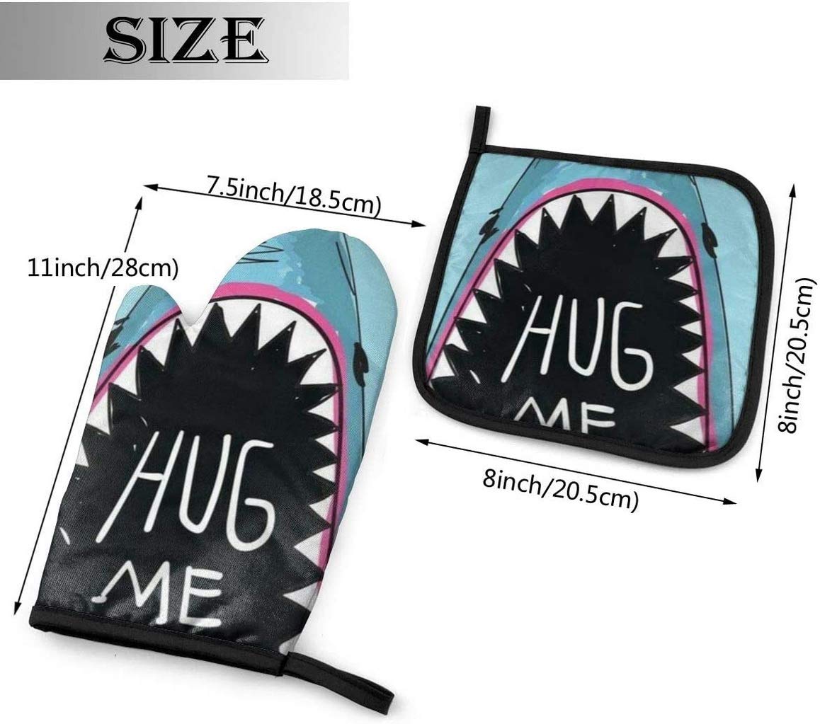 Shark Mouth Hug Me Oven Mitts and Pot Holders Sets of 2,Resistant Hot Pads,Flexible Cooking Oven Gloves for Microwave BBQ Cooking Baking Grilling