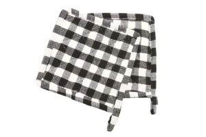 heat resistant pot holders 100% cotton everyday quality kitchen cooking dual-function hot pad/pot holder- square- size 7" x 7" - buffalo plaid pattern (black/white) - { pack of 5 }
